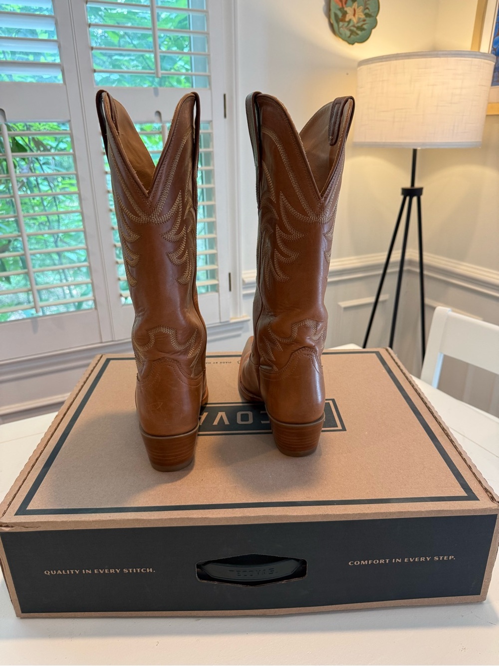 Tecovas Annie Brown Leather Western Heeled Boots - 8.5 B Bovine Caramel - Picture 6 of 16